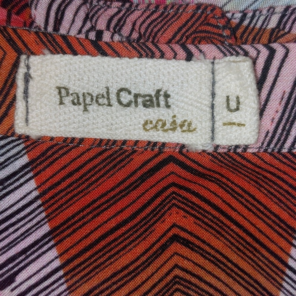 Papel Craft Casa Womens Multicolor Geometric Print Button Up Short Sleeve Blouse - Picture 7 of 8